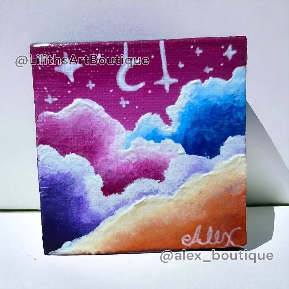 Mini Sky Painting (Y005) - Handmade Oil on Canvas - Picture 4 of 4